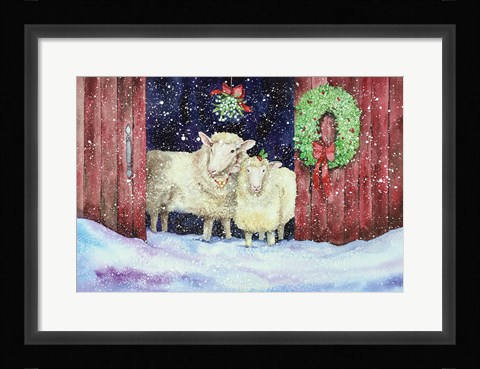 Framed Christmas Sheep Print