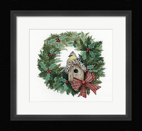 Framed Holiday Wreath III Print