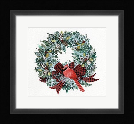 Framed Holiday Wreath I Print