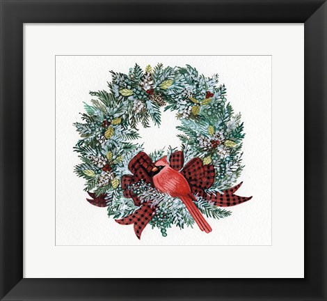 Framed Holiday Wreath I Print