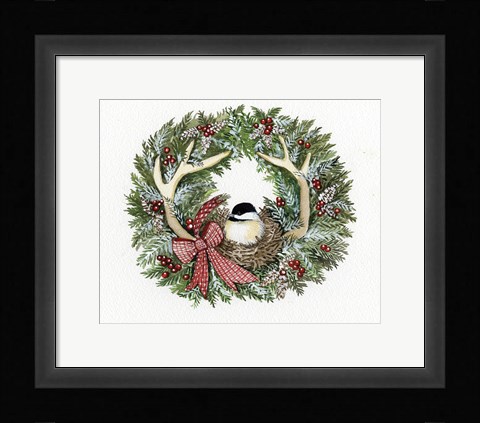 Framed Holiday Wreath IV Print