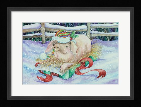 Framed Christmas Pig Print
