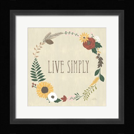 Framed Autumn Garden Live Simply Print