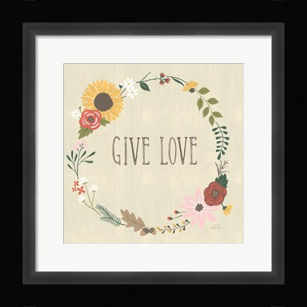 Framed Autumn Garden Give Love Print