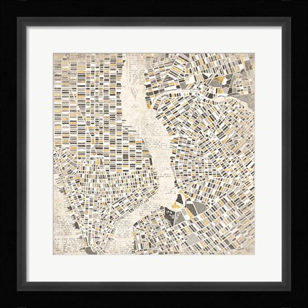 Framed Neutral New York Map Print