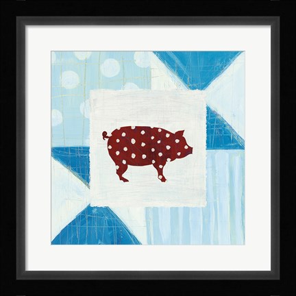 Framed Modern Americana Farm Quilt I Print