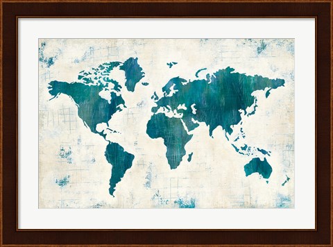 Framed Discover the World Blue Print