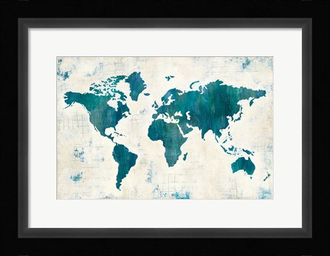 Framed Discover the World Blue Print