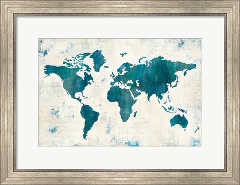 Framed Discover the World Blue Print
