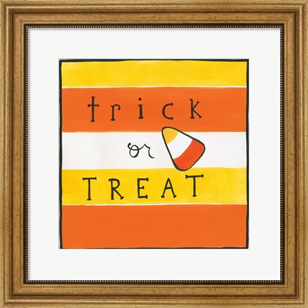Framed Halloween Trick or Treat Candy Corn Print