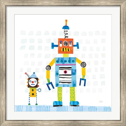 Framed Robot Party II on Square Toys Print