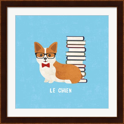 Framed Good Dogs Corgi Bright Le Chien Print