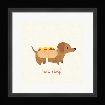 Framed Good Dogs Dachshund on Linen Print