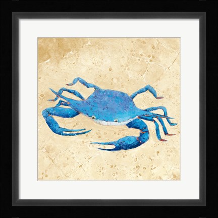 Framed Blue Crab V Neutral Crop Print