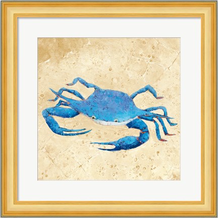 Framed Blue Crab V Neutral Crop Print