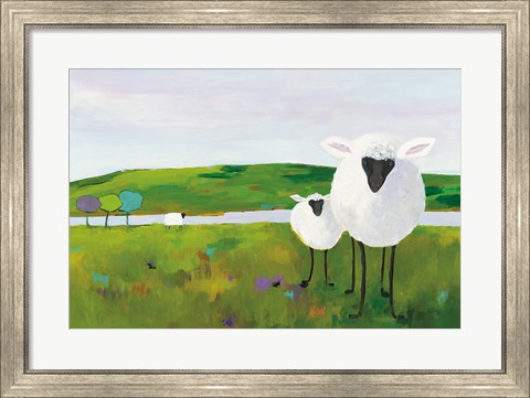 Framed Sheep in the Meadow Print