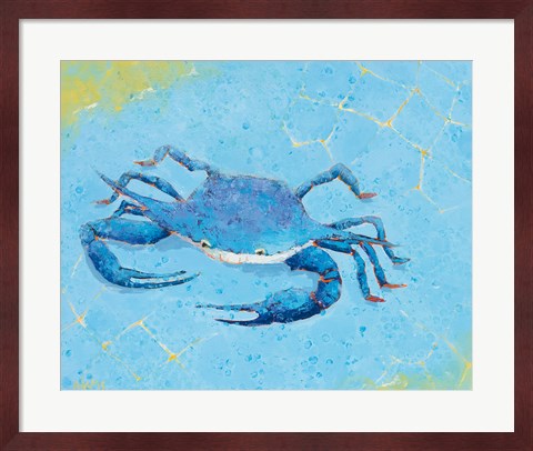 Framed Blue Crab V Print
