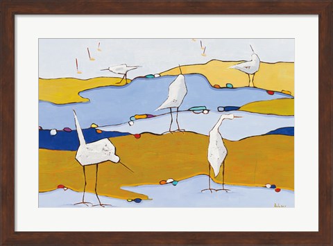 Framed Marsh Egrets VI Dark Sand Print
