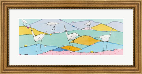 Framed Marsh Egrets I Pink Sand Print