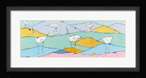 Framed Marsh Egrets I Pink Sand Print