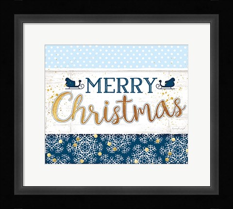 Framed Merry Christmas Blue Print