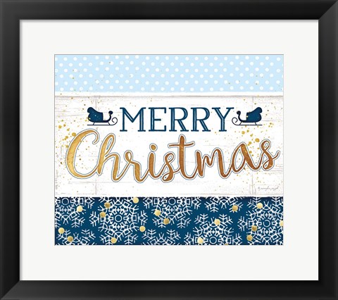 Framed Merry Christmas Blue Print