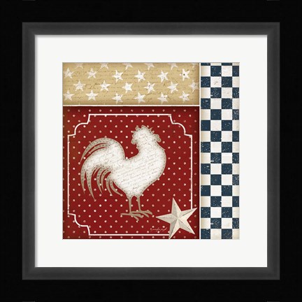 Framed Red White and Blue Rooster IV Print