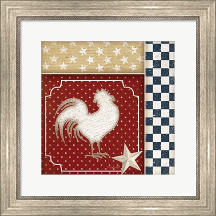 Framed Red White and Blue Rooster IV Print