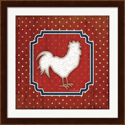 Framed Red White and Blue Rooster IX Print