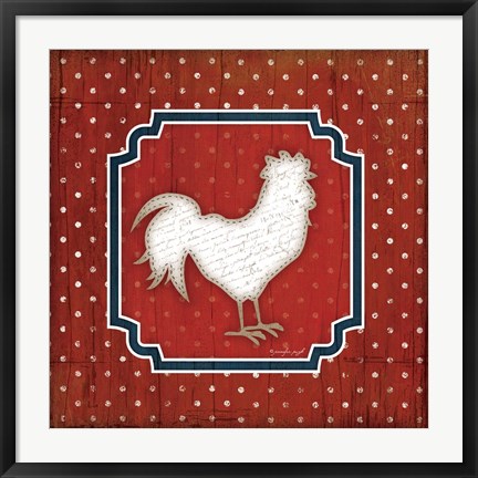 Framed Red White and Blue Rooster IX Print