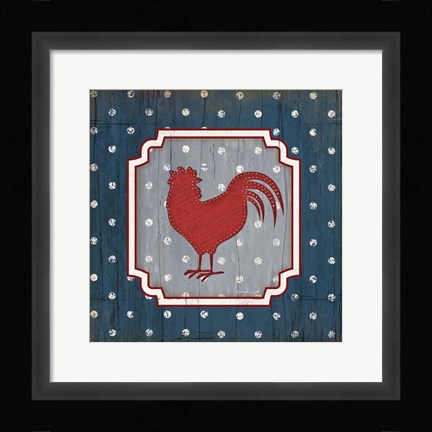 Framed Red White and Blue Rooster X Print