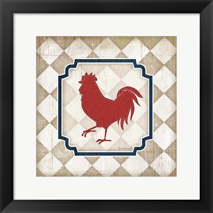 Framed Red White and Blue Rooster XI Print