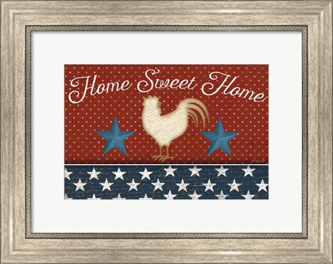 Framed Red White and Blue Rooster III Print