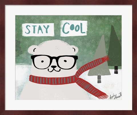 Framed Hipster Bear Stay Cool Print