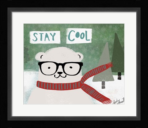 Framed Hipster Bear Stay Cool Print