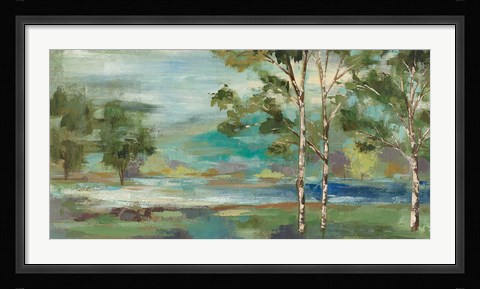 Framed Aspens by the Lake Print