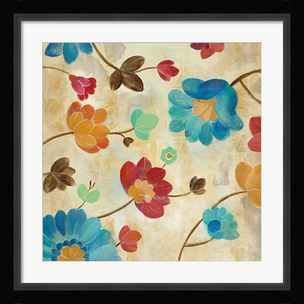 Framed Coral and Teal Garden II Print