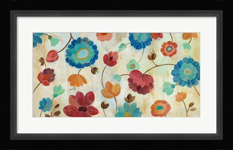 Framed Coral and Teal Garden III Print