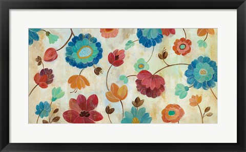 Framed Coral and Teal Garden III Print