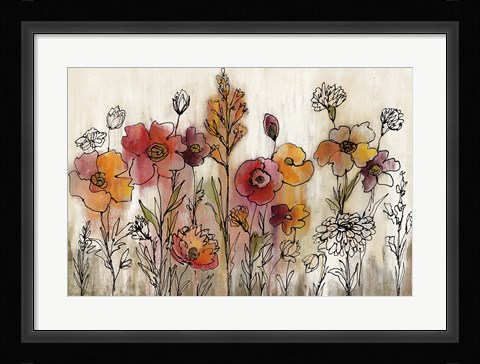 Framed Contemporary Botanical  Cream Print