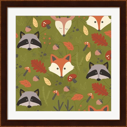 Framed Fall Animal Pattern Print