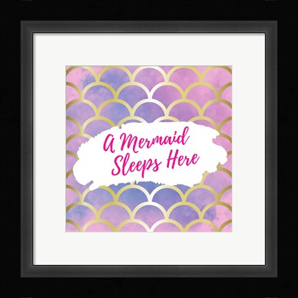 Framed Mermaid Sleeps Here Print