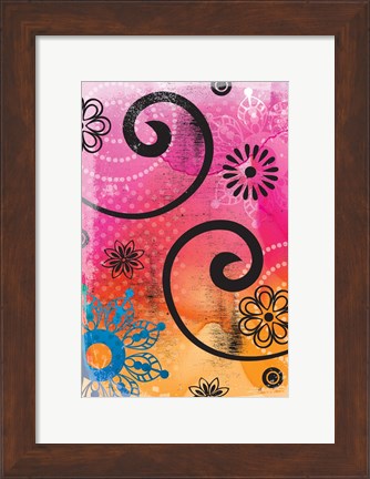Framed Warm Colors Florals Print