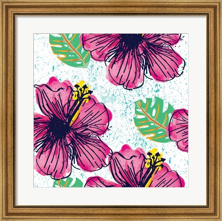 Framed Tropical Floral Pattern Print