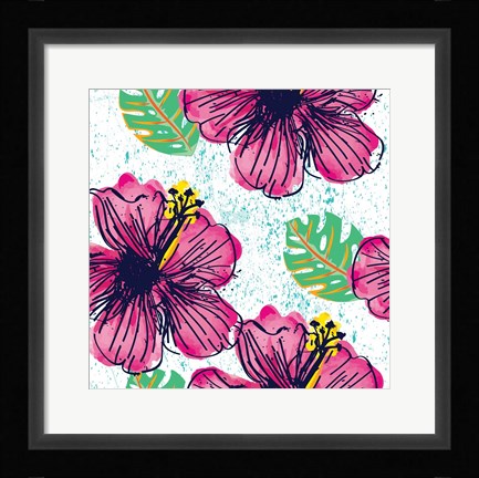 Framed Tropical Floral Pattern Print