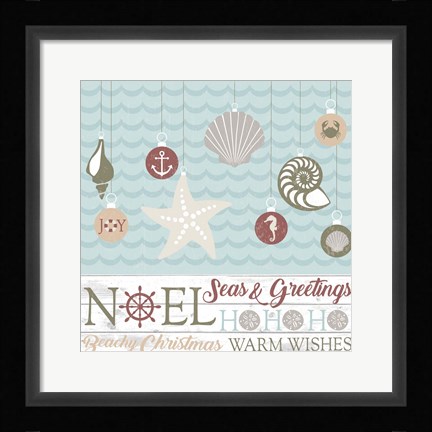 Framed Coastal Christmas Shells Print