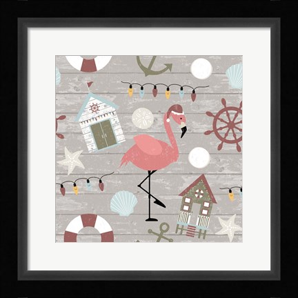 Framed Coastal Christmas Pattern I Print