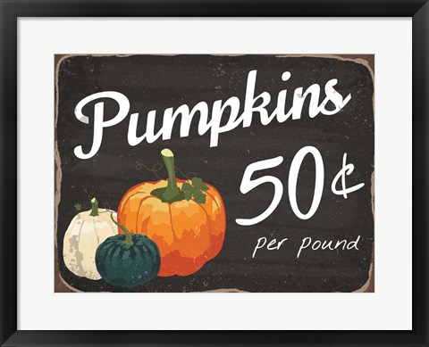 Framed Pumpkins 50 Cents Print