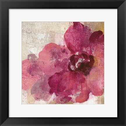 Framed Elegant Fresco Floral Gold Flower I Print