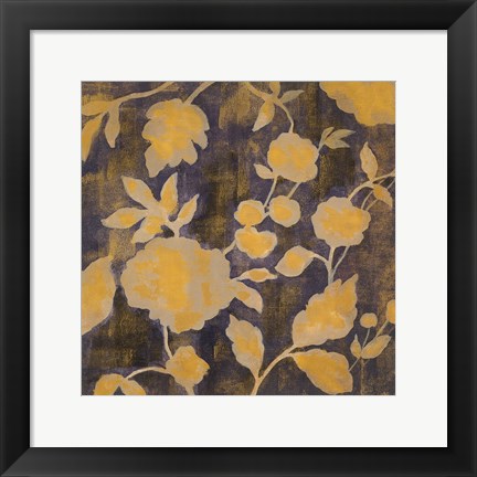 Framed Indigo and Gold Silhouettes II Print